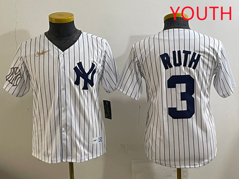 Youth New York Yankees #3 Ruth White 2025 Nike MLB jersey style 25->youth mlb jersey->Youth Jersey